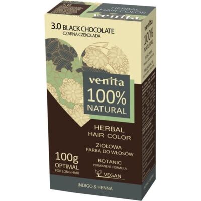 Venita Ziołowa Farba do Włosów - Czekolada Czarna - Ziołowa Farba - 100g Venita Ziołowa Farba do Włosów - Czekolada Czarna - Ziołowa Farba - 100g