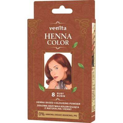Venita Henna Color - Ziołowa odżywka koloryzująca z naturalną henną - Rubin (W) - Farba do włosów Venita Henna Color - Ziołowa odżywka koloryzująca z naturalną henną - Rubin (W) - Farba do włosów
