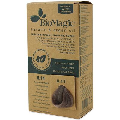 BIOMAGIC (farby do włosów) FARBA DO WŁOSÓW INTENSYWNY POPIELATY JASNY BLOND (8.11) 250 g - BIOMAGIC BIOMAGIC (farby do włosów) FARBA DO WŁOSÓW INTENSYWNY POPIELATY JASNY BLOND (8.11) 250 g - BIOMAGIC