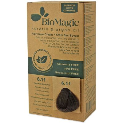 BIOMAGIC (farby do włosów) FARBA DO WŁOSÓW INTENSYWNY POPIELATY CIEMNY BLOND (6.11) 250 g - BIOMAGIC BIOMAGIC (farby do włosów) FARBA DO WŁOSÓW INTENSYWNY POPIELATY CIEMNY BLOND (6.11) 250 g - BIOMAGIC
