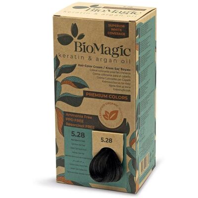 FARBA DO WŁOSÓW POPIELATO PERŁOWY JASNY BRĄZ (5.28) 170 ml - BIOMAGIC FARBA DO WŁOSÓW POPIELATO PERŁOWY JASNY BRĄZ (5.28) 170 ml - BIOMAGIC