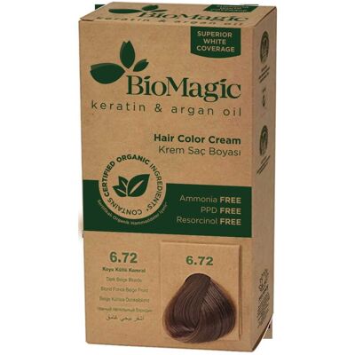FARBA DO WŁOSÓW CIEMNY BEŻOWY BLOND (6.72) 250 g - BIOMAGIC FARBA DO WŁOSÓW CIEMNY BEŻOWY BLOND (6.72) 250 g - BIOMAGIC