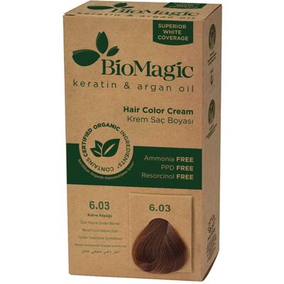 FARBA DO WŁOSÓW CIEMNY ZŁOTY BLOND (6.03) 250 g - BIOMAGIC FARBA DO WŁOSÓW CIEMNY ZŁOTY BLOND (6.03) 250 g - BIOMAGIC