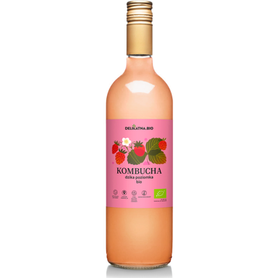 KOMBUCHA POZIOMKOWA BIO 750 ml - DELIKATNA (ZAKWASOWNIA) KOMBUCHA POZIOMKOWA BIO 750 ml - DELIKATNA (ZAKWASOWNIA)