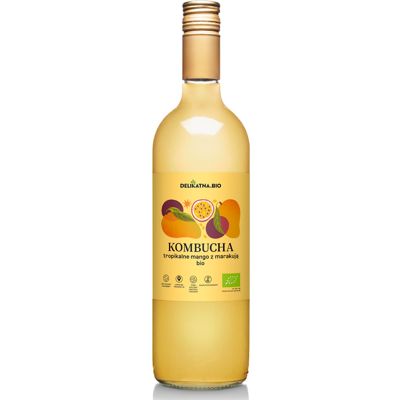 KOMBUCHA TROPIKALNE MANGO Z MARAKUJĄ BIO 750 ml - DELIKATNA (ZAKWASOWNIA) KOMBUCHA TROPIKALNE MANGO Z MARAKUJĄ BIO 750 ml - DELIKATNA (ZAKWASOWNIA)