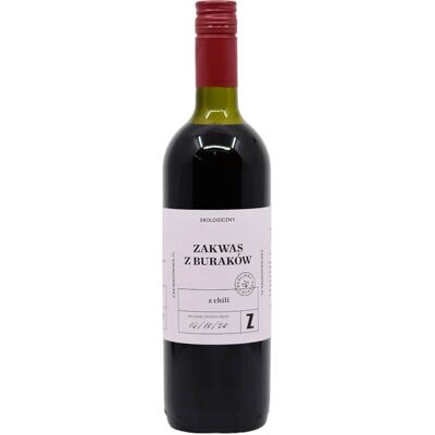 ZAKWAS Z BURAKÓW Z CHILI BEZGLUTENOWY BIO 700 ml - ZAKWASOWNIA ZAKWAS Z BURAKÓW Z CHILI BEZGLUTENOWY BIO 700 ml - ZAKWASOWNIA