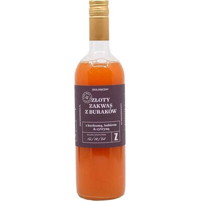 Złoty zakwas z buraków z kurkumą, imbirem i cytryną bezglutenowy Bio 700 ml - Zakwasownia Złoty zakwas z buraków z kurkumą, imbirem i cytryną bezglutenowy Bio 700 ml - Zakwasownia