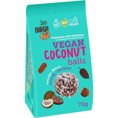 KULKI DAKTYLOWE Z WIÓRKAMI KOKOSOWYMI BIO 70 g - ME GUSTO (SUPER FUDGIO) KULKI DAKTYLOWE Z WIÓRKAMI KOKOSOWYMI BIO 70 g - ME GUSTO (SUPER FUDGIO)
