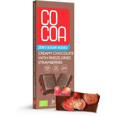CZEKOLADA CREAMY Z TRUSKAWKAMI BEZ DODATKU CUKRU BIO 40 g - COCOA CZEKOLADA CREAMY Z TRUSKAWKAMI BEZ DODATKU CUKRU BIO 40 g - COCOA