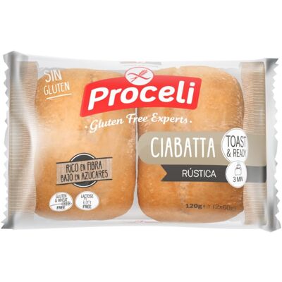 Proceli Chleb rustykalny ciabatta - Bezglutenowy, opakowanie 2 szt. Proceli Chleb rustykalny ciabatta - Bezglutenowy, opakowanie 2 szt.