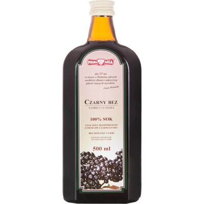 Sok z czarnego bzu 100% 500 ml Polska Roża Sok z czarnego bzu 100% 500 ml Polska Roża