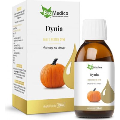 Dynia olej z pestek dyni tłoczony na zimno 100ml EkaMedica Dynia olej z pestek dyni tłoczony na zimno 100ml EkaMedica