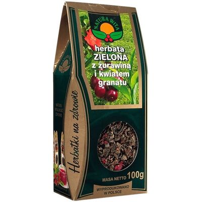 NATURA WITA NATURA-WITA Herbata zielona z żurawiną i kwiatem granatu 100g NATURA WITA NATURA-WITA Herbata zielona z żurawiną i kwiatem granatu 100g