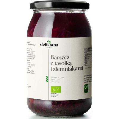 ZUPA BARSZCZ UKRAIŃSKI Z FASOLKĄ I ZIEMNIAKAMI BIO 900 ml - DELIKATNA ZUPA BARSZCZ UKRAIŃSKI Z FASOLKĄ I ZIEMNIAKAMI BIO 900 ml - DELIKATNA