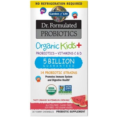 Organic Kids + Probiotics + Vitamins C & D o smaku arbuzowym (30 tabl.) Garden of Life Organic Kids + Probiotics + Vitamins C & D o smaku arbuzowym (30 tabl.) Garden of Life
