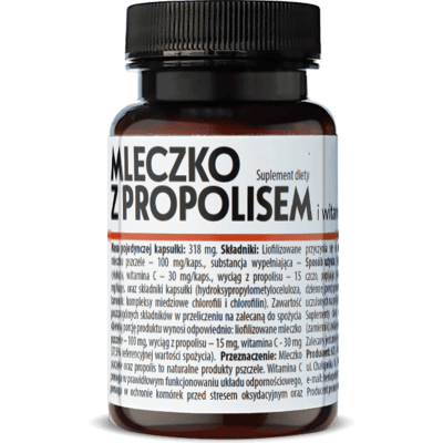 MLECZKO z propolisem i witaminą C 30 kapsułek HERBAPOL MLECZKO z propolisem i witaminą C 30 kapsułek HERBAPOL