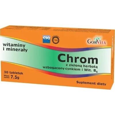 Gorvita Chrom z zieloną herbatą cynkiem i B6 30 t. Gorvita Chrom z zieloną herbatą cynkiem i B6 30 t.