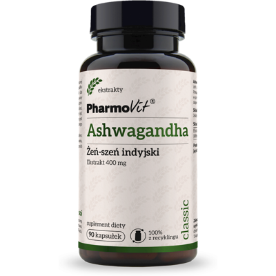 ASHWAGANDHA EKSTRAKT (400 mg) 90 KAPSUŁEK 45 g - PHARMOVIT (CLASSIC) ASHWAGANDHA EKSTRAKT (400 mg) 90 KAPSUŁEK 45 g - PHARMOVIT (CLASSIC)