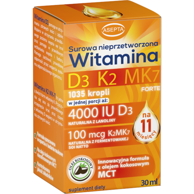 Asepta D3 + K2 MK-7 Suplement - 30ml Asepta D3 + K2 MK-7 Suplement - 30ml
