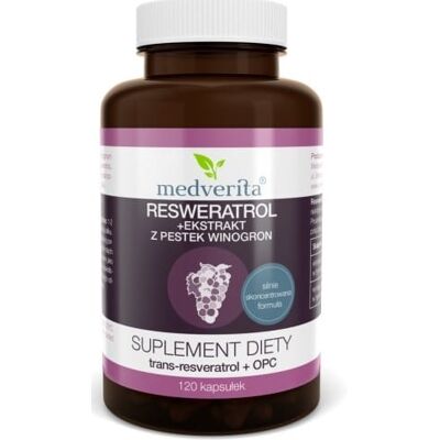 Medverita Resveratrol - Ekstrakt z Pestek Winogron - Suplement diety Medverita Resveratrol - Ekstrakt z Pestek Winogron - Suplement diety