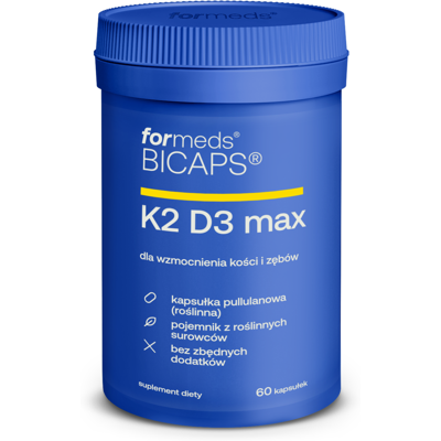 ForMeds Bicaps K2 D3 MAX - Witamina K2 MK-7 200 μg + D3 4000 IU - Zdrowe kości i odporność ForMeds Bicaps K2 D3 MAX - Witamina K2 MK-7 200 μg + D3 4000 IU - Zdrowe kości i odporność