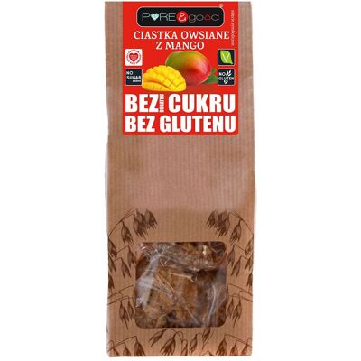 CIASTKA OWSIANE Z MANGO BEZ DODATKU CUKRU BEZGLUTENOWE 150 g - PURE&GOOD CIASTKA OWSIANE Z MANGO BEZ DODATKU CUKRU BEZGLUTENOWE 150 g - PURE&GOOD