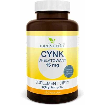 Medverita Cynk chelatowany 15 mg 180 kapsułek Medverita Cynk chelatowany 15 mg 180 kapsułek