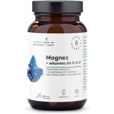 Aura Herbals Magnez + Witamina B6 (P-5-P) 60 kapsułek Aura Herbals Magnez + Witamina B6 (P-5-P) 60 kapsułek
