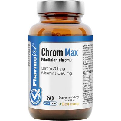 Chrom Max Pikolinian chromu 200 μg 60 kapsułek PharmoVit Chrom Max Pikolinian chromu 200 μg 60 kapsułek PharmoVit