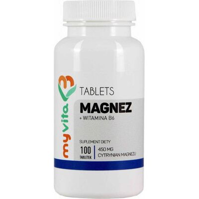 MYVITA Cytrynian magnezu 450mg + Witamina B6 - Suplement diety MYVITA Cytrynian magnezu 450mg + Witamina B6 - Suplement diety