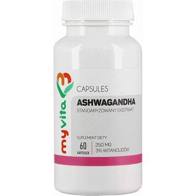 MYVITA Ashwagandha 250mg Standaryzowany ekstrakt z Ginseng - Stres i senność MYVITA Ashwagandha 250mg Standaryzowany ekstrakt z Ginseng - Stres i senność