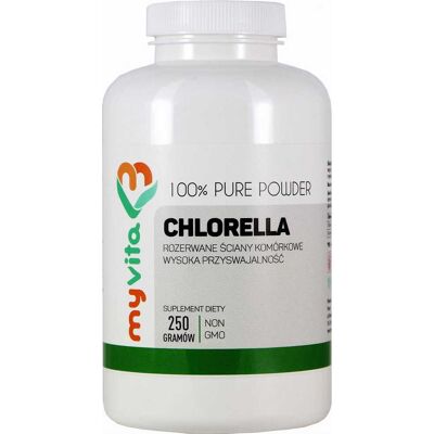 MyVita Chlorella 250g - Wysoka zawartość białka, Wspomaga odporność, Pielęgnacja skóry MyVita Chlorella 250g - Wysoka zawartość białka, Wspomaga odporność, Pielęgnacja skóry