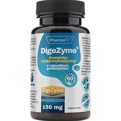 DigeZyme Kompleks multienzymatyczny z naturalnym prebiotykiem 150mg 60 kapsułek PharmoVit DigeZyme Kompleks multienzymatyczny z naturalnym prebiotykiem 150mg 60 kapsułek PharmoVit