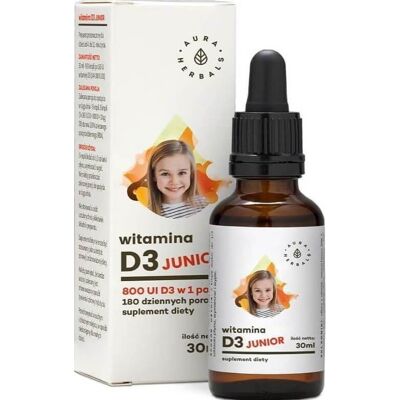 AURA HERBALS Witamina D3 Junior 800 IU, krople 30 ml AURA HERBALS Witamina D3 Junior 800 IU, krople 30 ml