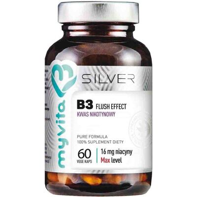 Witamina B3 Kwas nikotynowy 16 mg 60 kapsułek vege 35 g MyVita Silver Pure Witamina B3 Kwas nikotynowy 16 mg 60 kapsułek vege 35 g MyVita Silver Pure
