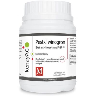 Kenay Ekstrakt z pestek winogron - 300 Kapsułek - Suplement diety Kenay Ekstrakt z pestek winogron - 300 Kapsułek - Suplement diety