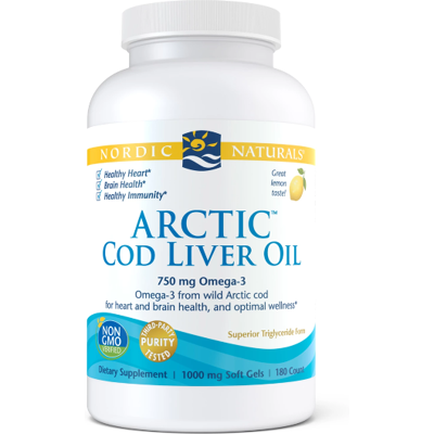 Nordic Naturals Arctic Cod Liver Oil 180 kapsułek miękkich o smaku cytrynowym Nordic Naturals Arctic Cod Liver Oil 180 kapsułek miękkich o smaku cytrynowym