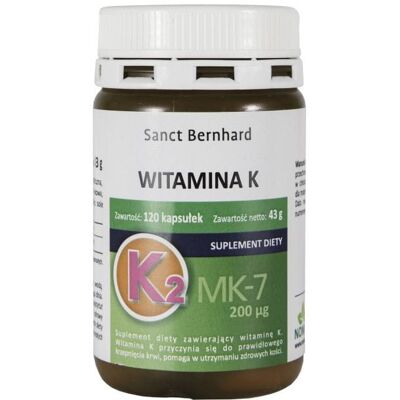Kräuterhaus Sanct Bernhard Witamina K2 MK7 - Suplement diety - 120 kapsułek Kräuterhaus Sanct Bernhard Witamina K2 MK7 - Suplement diety - 120 kapsułek