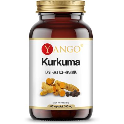 Ekstrakt z kurkumy Yango - 10:1 + piperyna - 60 kapsułek Ekstrakt z kurkumy Yango - 10:1 + piperyna - 60 kapsułek