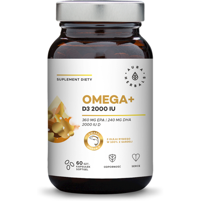 Aura Herbals Omega+ Witamina D3 2000 IU - Suplement diety Aura Herbals Omega+ Witamina D3 2000 IU - Suplement diety