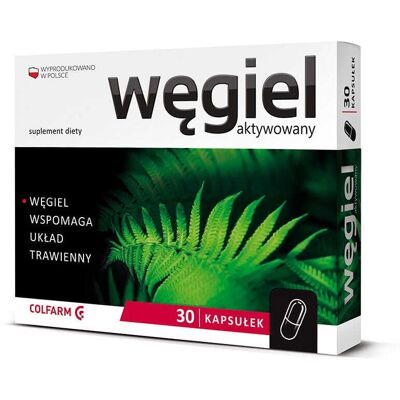 COLFARM Węgiel aktywny na biegunkę - Wsparcie trawienne - 30 kapsułek COLFARM Węgiel aktywny na biegunkę - Wsparcie trawienne - 30 kapsułek