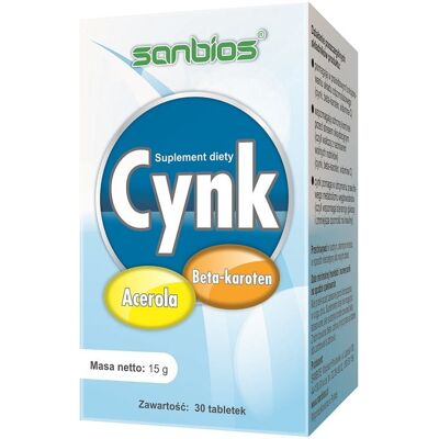 SANBIOS Cynk + acerola i beta-karoten 30tabl. SANBIOS Cynk + acerola i beta-karoten 30tabl.