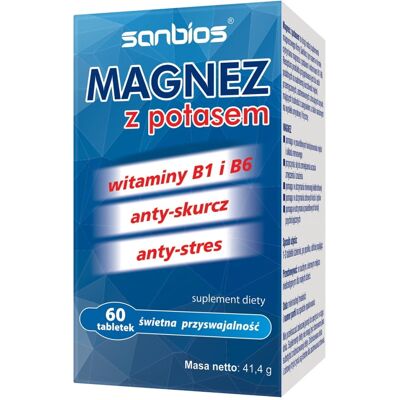 SANBIOS Model Magnezu - Magnez z Potasem - 60 Tabletek SANBIOS Model Magnezu - Magnez z Potasem - 60 Tabletek