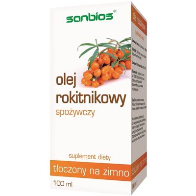 Olej z rokitnika SANBIOS - 100ml - Jakość spożywcza, Tłoczony na zimno Olej z rokitnika SANBIOS - 100ml - Jakość spożywcza, Tłoczony na zimno