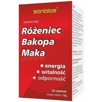 Sanbios Rhodiola rosea Bakopa 30 tabletek - Suplement diety Sanbios Rhodiola rosea Bakopa 30 tabletek - Suplement diety