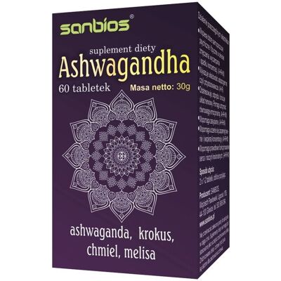 SANBIOS Ashwagandha 60 Kapsułek - Suplement diety SANBIOS Ashwagandha 60 Kapsułek - Suplement diety