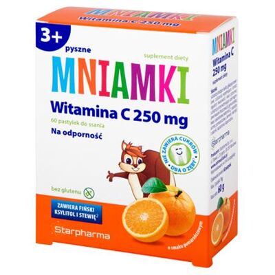 STARPHARMA Mniamki Witamina C 250 mg - Powyżej 3 lat - Smak pomarańczowy STARPHARMA Mniamki Witamina C 250 mg - Powyżej 3 lat - Smak pomarańczowy