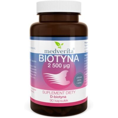 Medverita Biotyna 2500 µg 90 k włosy skóra B7 Medverita Biotyna 2500 µg 90 k włosy skóra B7