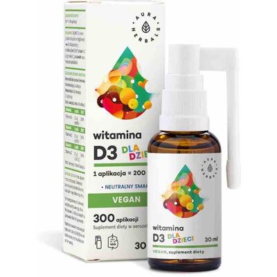 AURA HERBALS Witamina D3 Vegan dla dzieci (30 ml) AURA HERBALS Witamina D3 Vegan dla dzieci (30 ml)