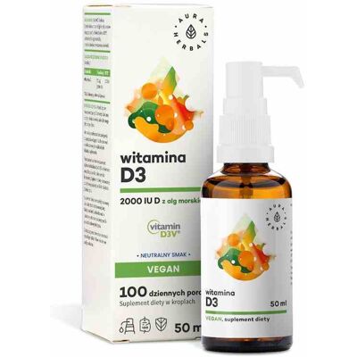 AURA HERBALS Witamina D3 2000 IU Vegan (50 ml) AURA HERBALS Witamina D3 2000 IU Vegan (50 ml)